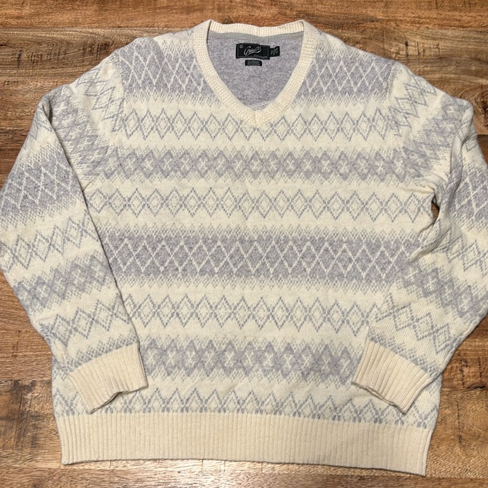 Grayers Pullover Mens XL White And Grey Sweater Lambswool Blend (6)